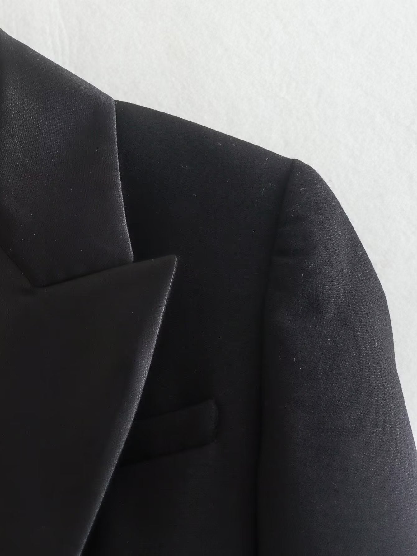 Double Breasted Design Silk Satin Padded Shoulder Long Sleeve Women Spring Autumn Coat Women Clothing - ALTARIA