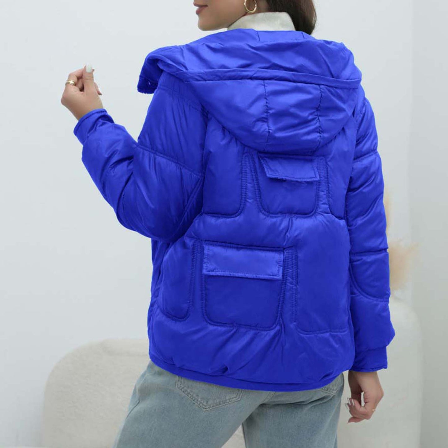 down Cotton Padded Coat Women Winter Thickened Padded Jacket Popular Bright Color Stand Collar Cotton Padded Coat - ALTARIA