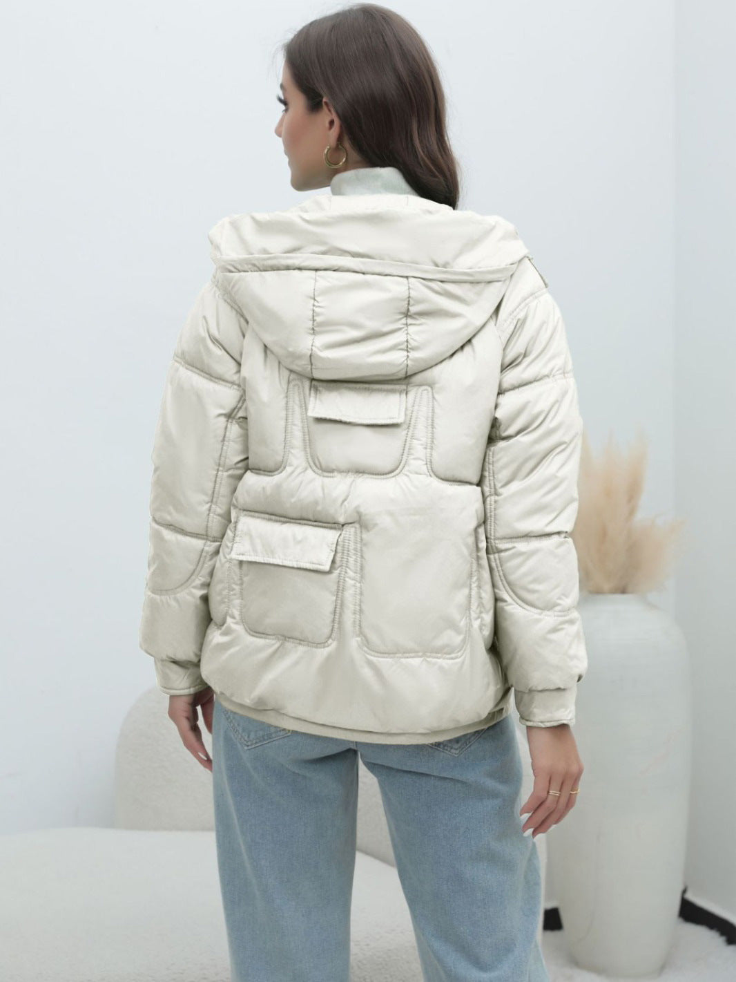 down Cotton Padded Coat Women Winter Thickened Padded Jacket Popular Bright Color Stand Collar Cotton Padded Coat - ALTARIA