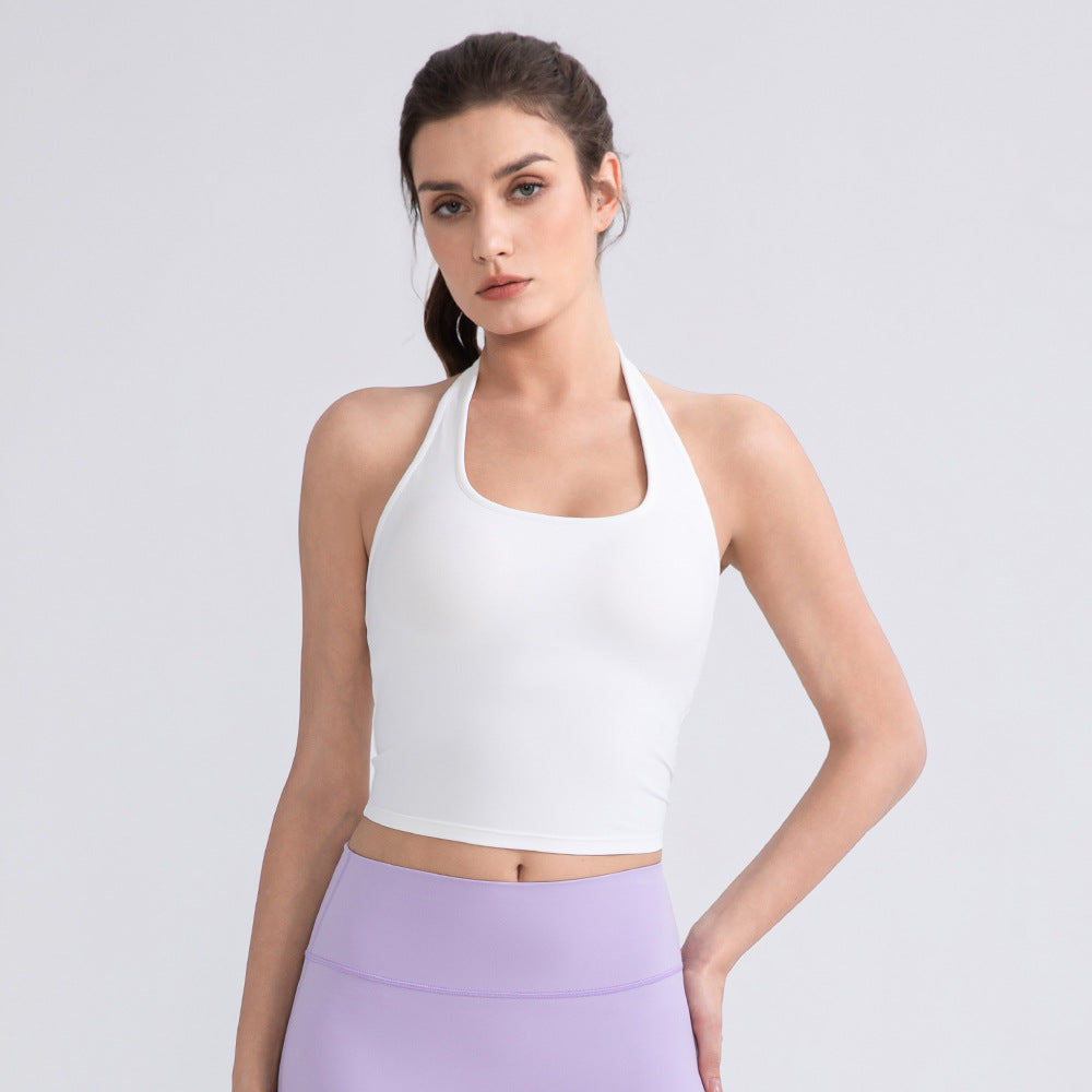 Halter Yoga Vest Naked Women Sense Sports Running Vest with Chest Pad Beauty Back Sexy Sports Top - ALTARIA