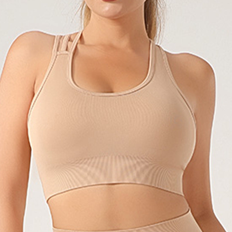 Seamless Knitted Sexy Sports Vest High Waist Hip Lift Trousers Yoga Suit Shock-Absorbing Bra Two-Piece Set - ALTARIA