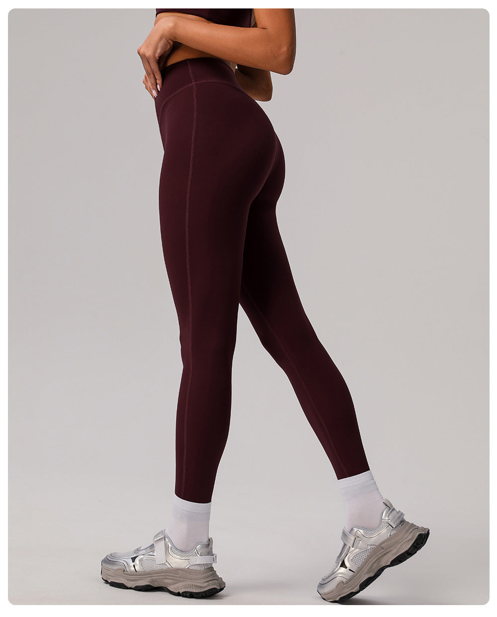 Nude Feel Yoga Pants Abdominal Shaping High Waist Fitness Pants Women Deep V Plunge Hip Lifting Outdoor Running Sports Leggings - ALTARIA