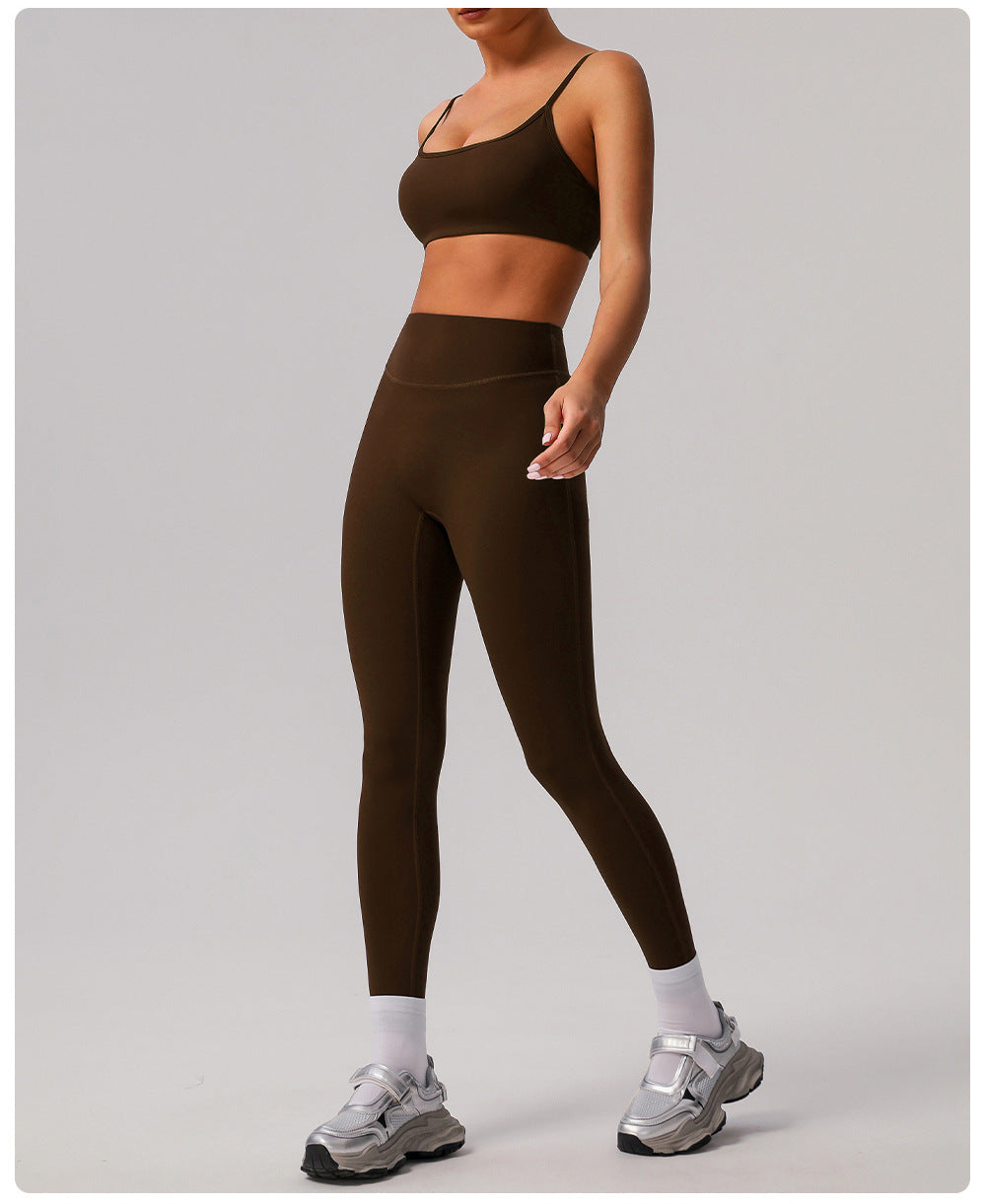 Nude Feel Yoga Pants Abdominal Shaping High Waist Fitness Pants Women Deep V Plunge Hip Lifting Outdoor Running Sports Leggings - ALTARIA