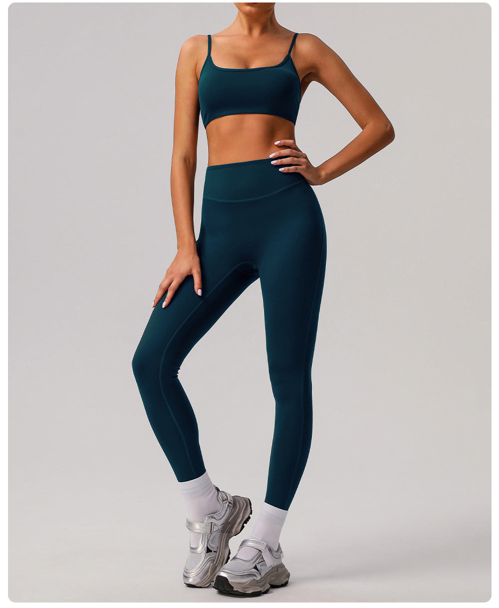 Nude Feel Yoga Pants Abdominal Shaping High Waist Fitness Pants Women Deep V Plunge Hip Lifting Outdoor Running Sports Leggings - ALTARIA