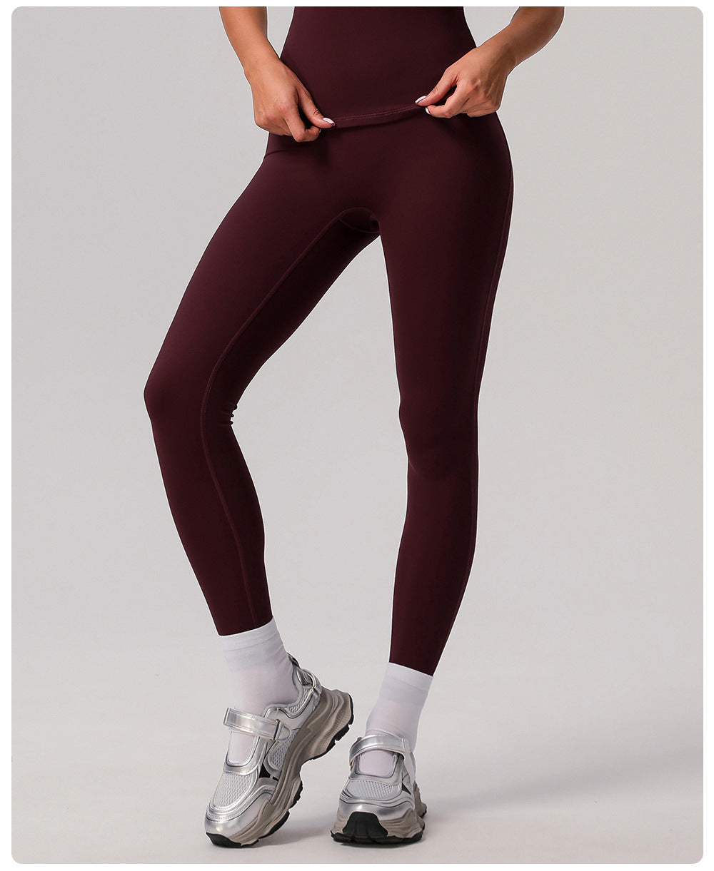 Nude Feel Yoga Pants Abdominal Shaping High Waist Fitness Pants Women Deep V Plunge Hip Lifting Outdoor Running Sports Leggings - ALTARIA