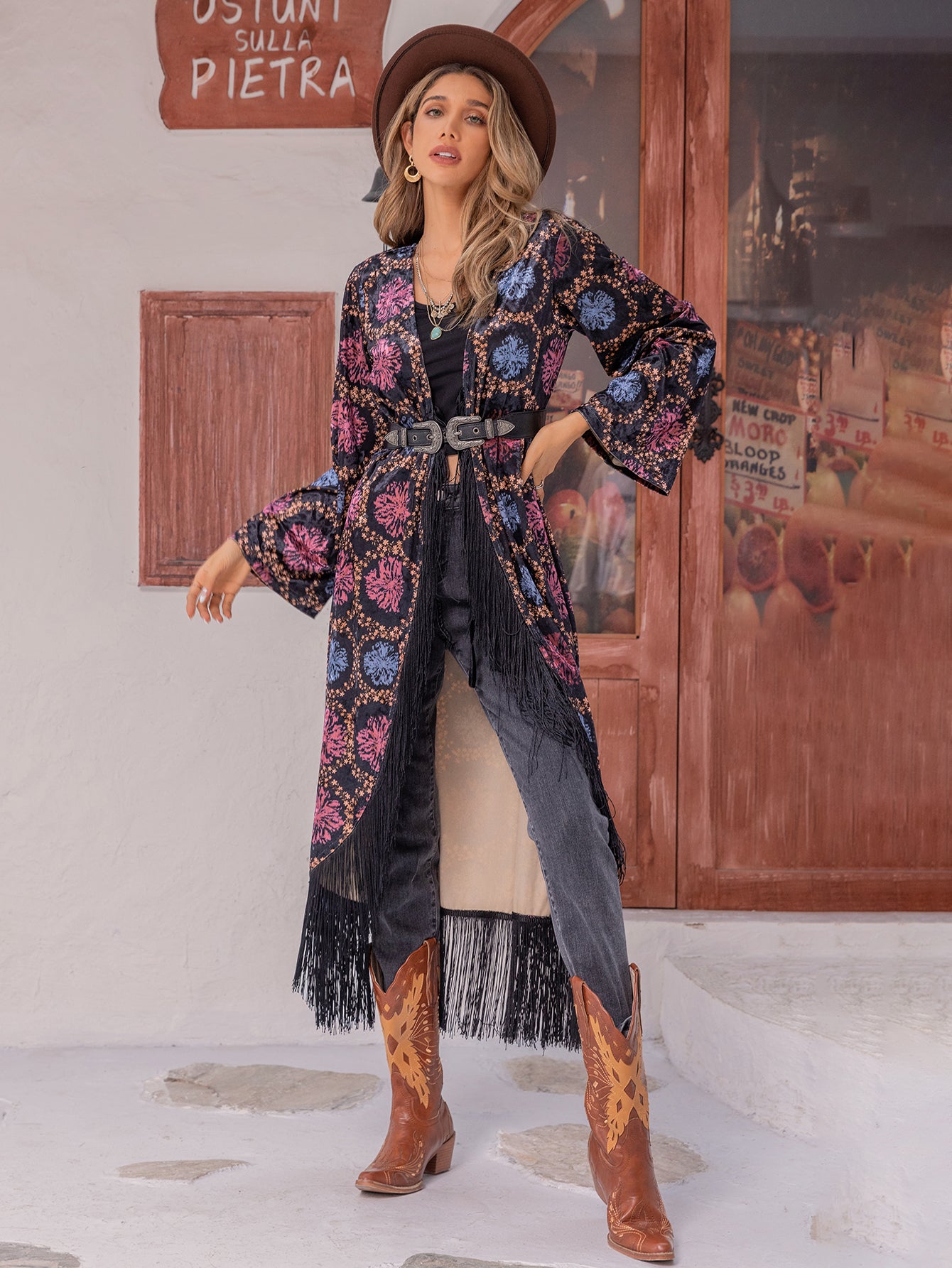 Printed Tassel Easy Matching Women Clothing Kimono Jacket - ALTARIA