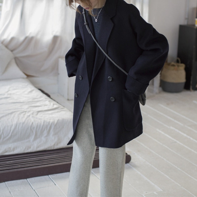 Small Reversible Cashmere Coat Women Short Loose Woolen Coat Women - ALTARIA