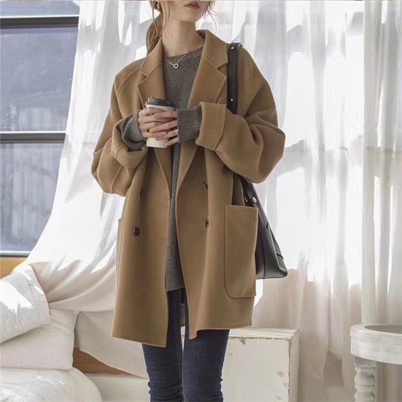 Small Reversible Cashmere Coat Women Short Loose Woolen Coat Women - ALTARIA