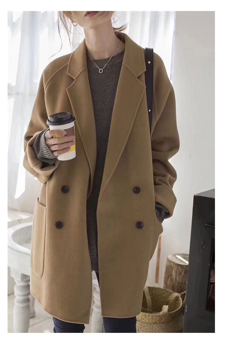 Small Reversible Cashmere Coat Women Short Loose Woolen Coat Women - ALTARIA