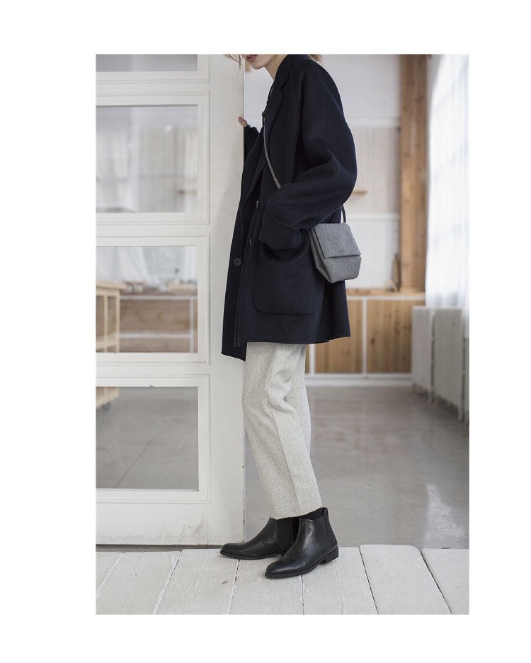 Small Reversible Cashmere Coat Women Short Loose Woolen Coat Women - ALTARIA