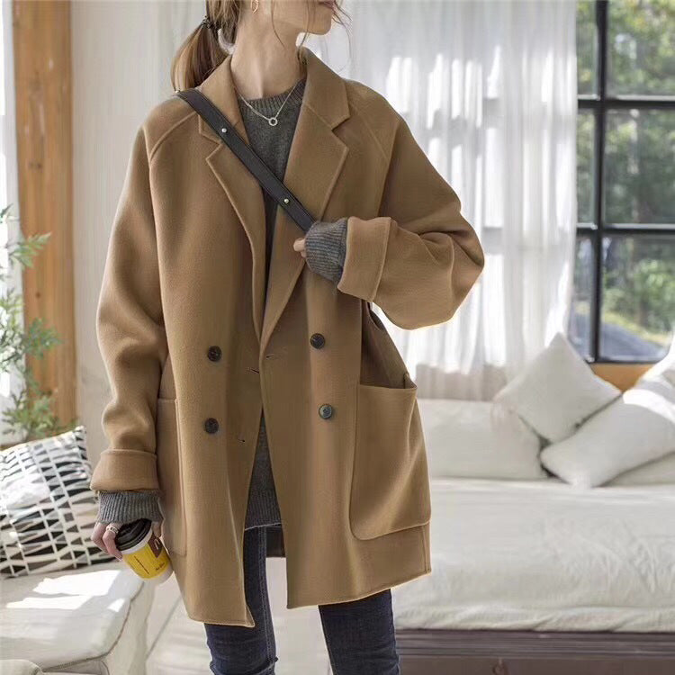 Small Reversible Cashmere Coat Women Short Loose Woolen Coat Women - ALTARIA