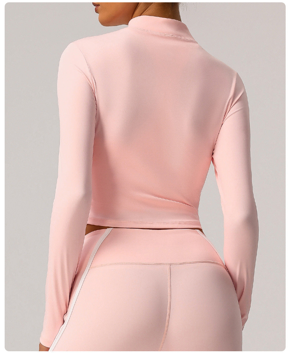 Small Stand Collar Yoga Clothes Women Slim Jacket Windproof Zipper Top Pocket Sports Running Tight Jacket - ALTARIA