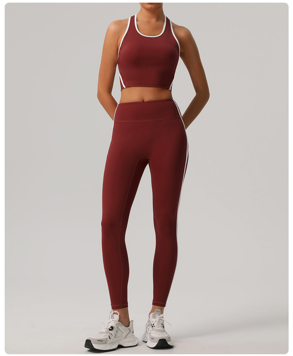 Contrast Color Slim Fit Thin Yoga Wear Women Yoga Trousers Outer Wear High Waist Workout Long Sleeve Casual Sports Set - ALTARIA