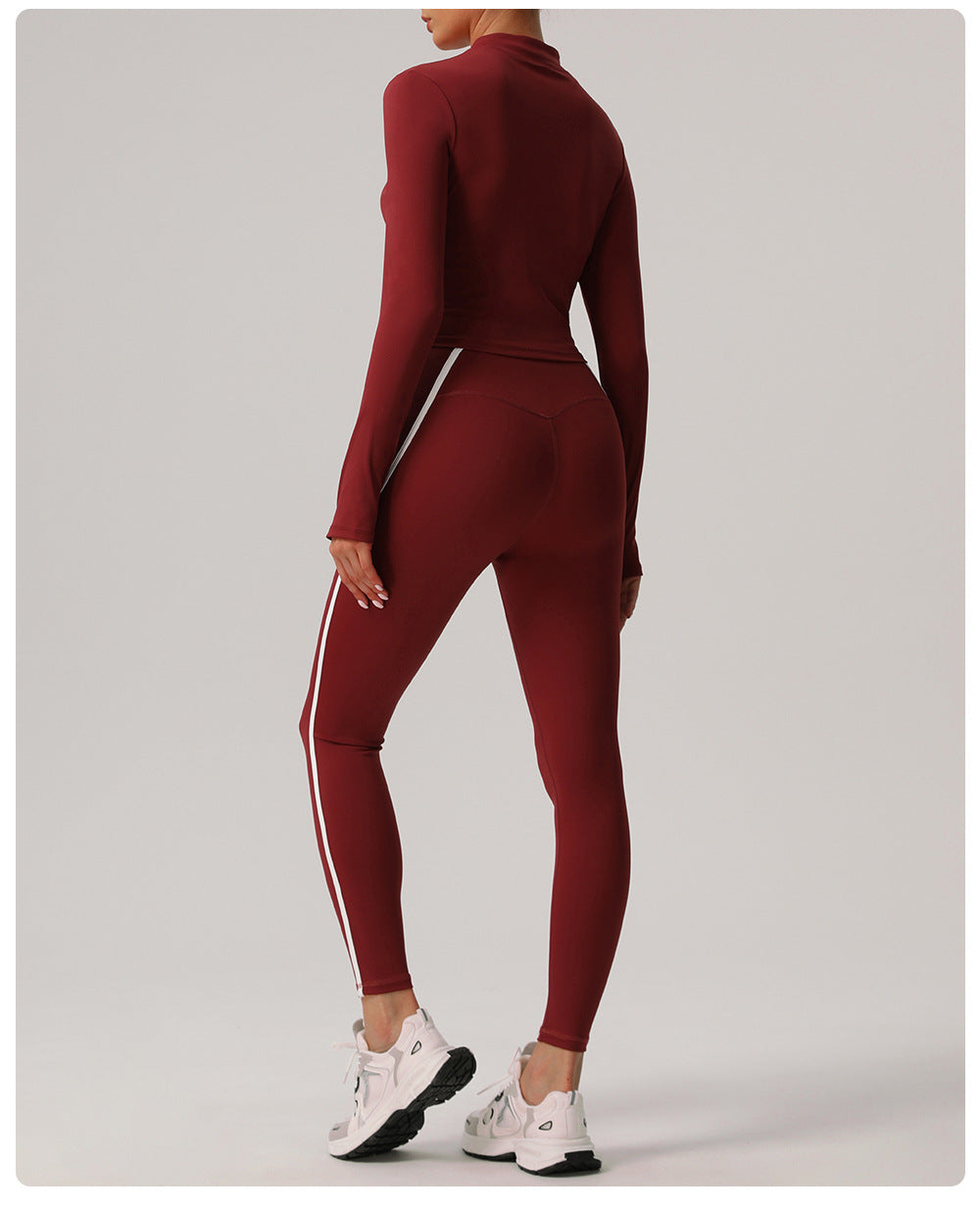 Contrast Color Slim Fit Thin Yoga Wear Women Yoga Trousers Outer Wear High Waist Workout Long Sleeve Casual Sports Set - ALTARIA