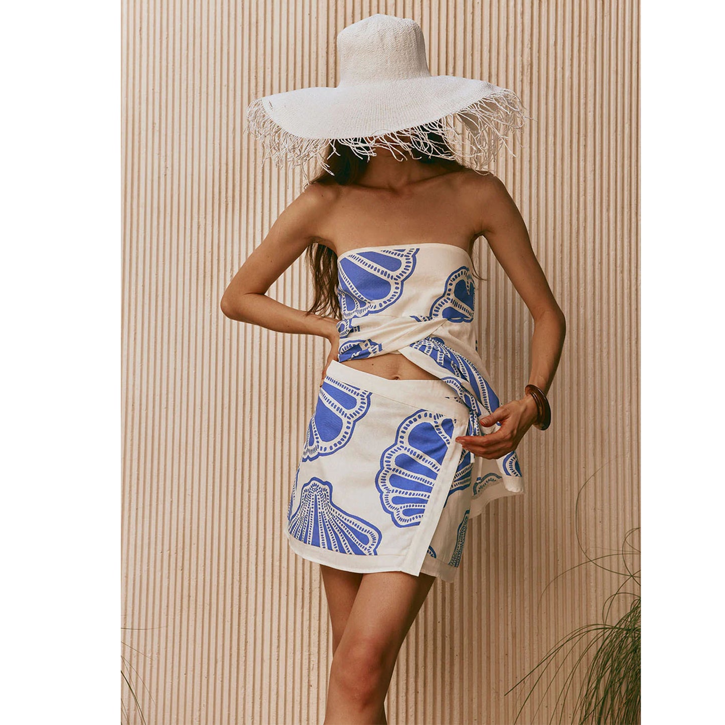 Summer Loose Printed Sleeveless Tube Top Shorts Set - ALTARIA
