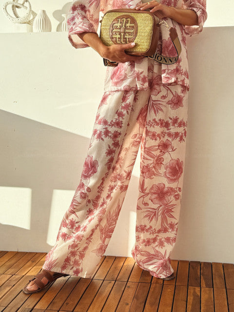 Supply Spring Women Casual Vacation Three Quarter Sleeve Trousers Two Piece Sets - ALTARIA