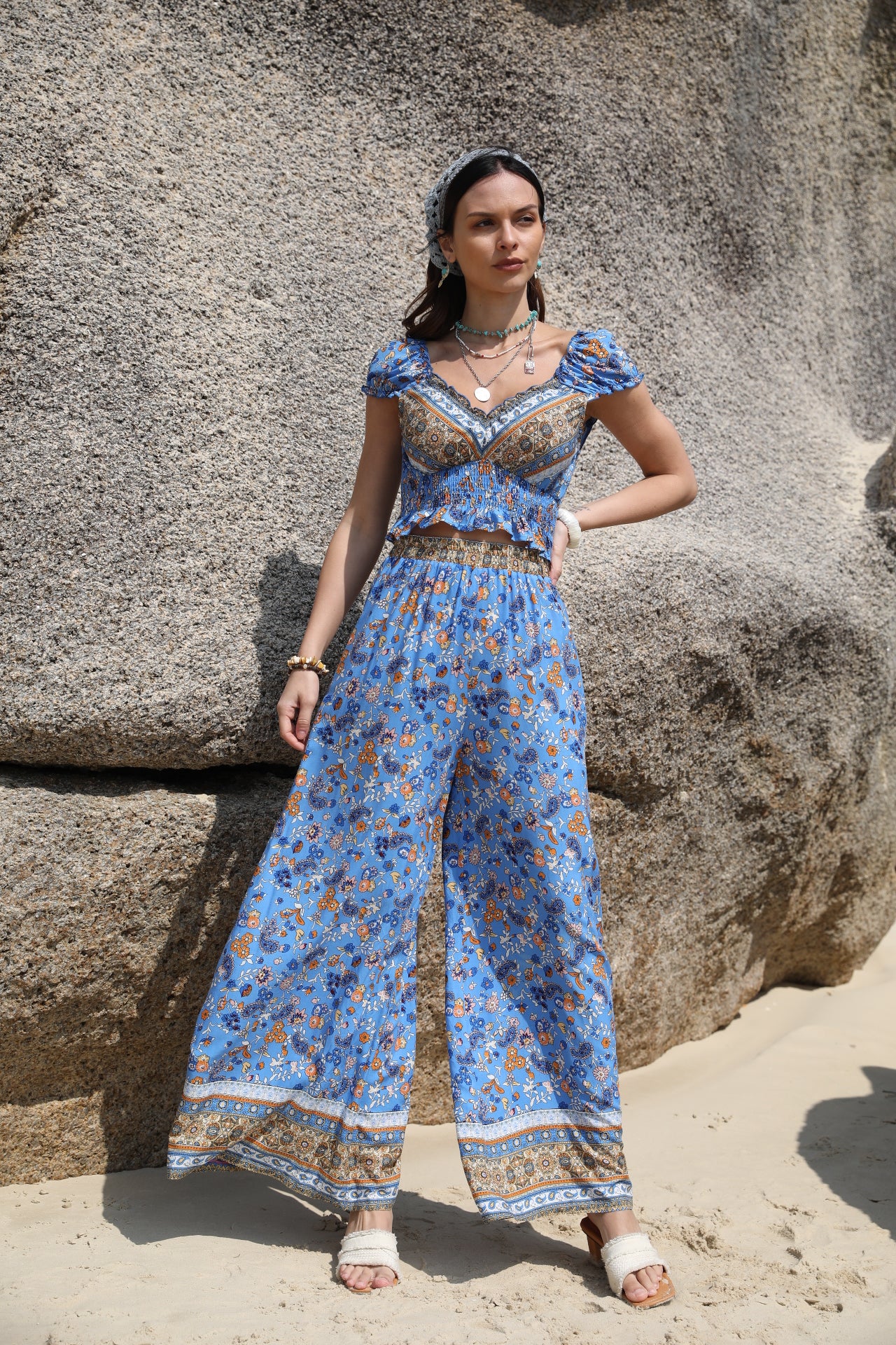 Women Summer Bohemian Color Casual Pant Sets - ALTARIA
