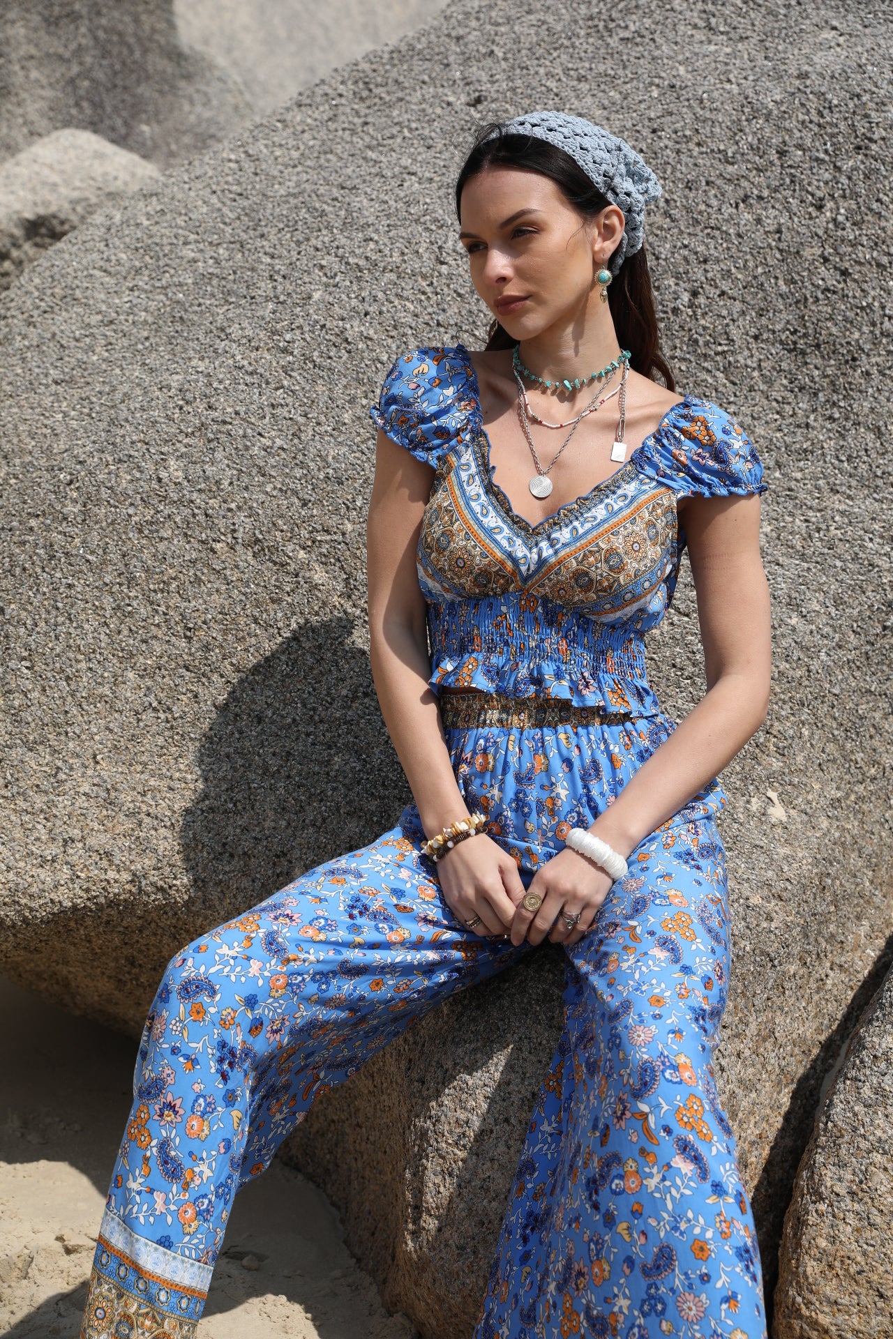 Women Summer Bohemian Color Casual Pant Sets - ALTARIA