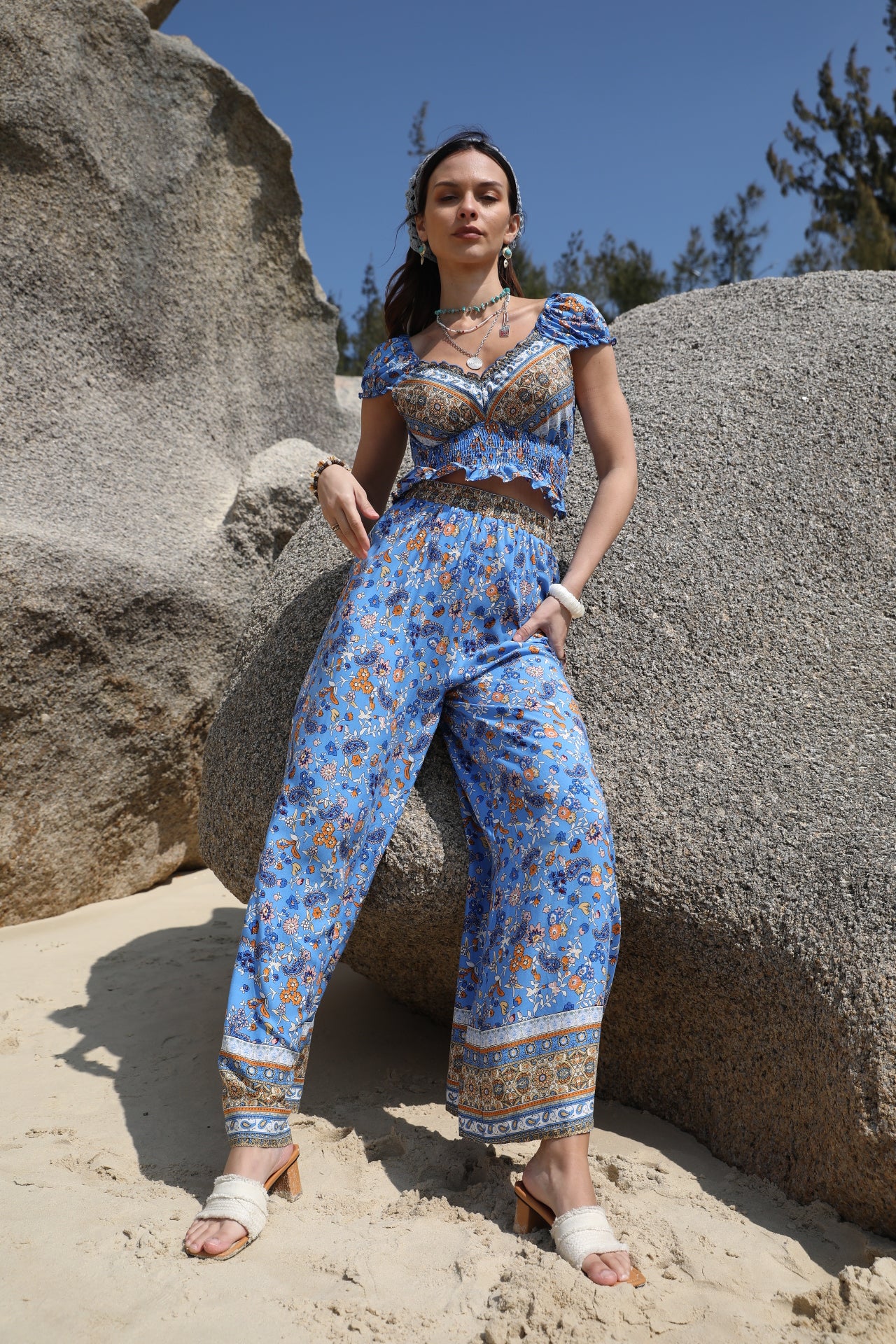 Women Summer Bohemian Color Casual Pant Sets - ALTARIA