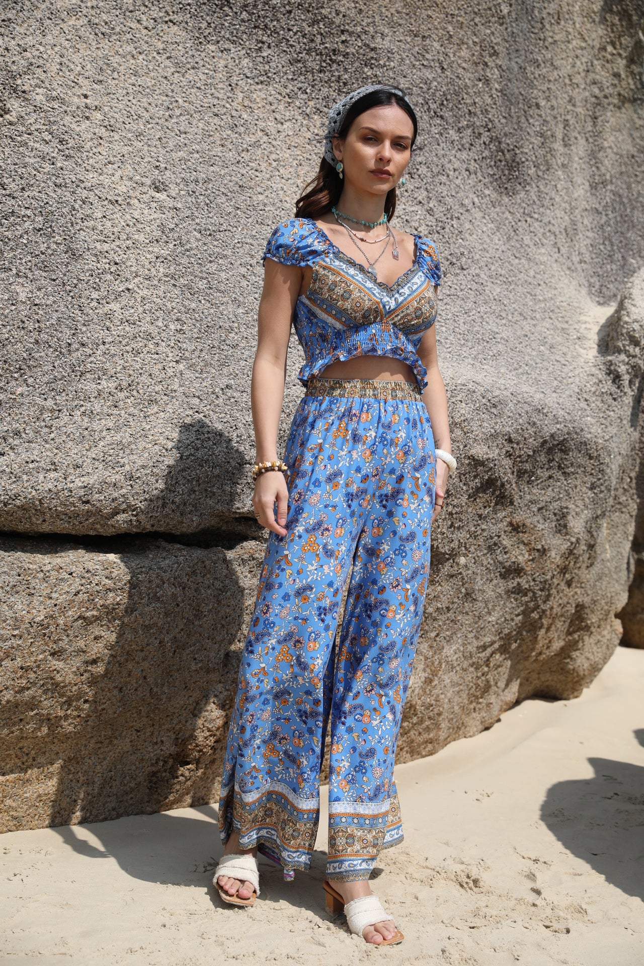Women Summer Bohemian Color Casual Pant Sets - ALTARIA