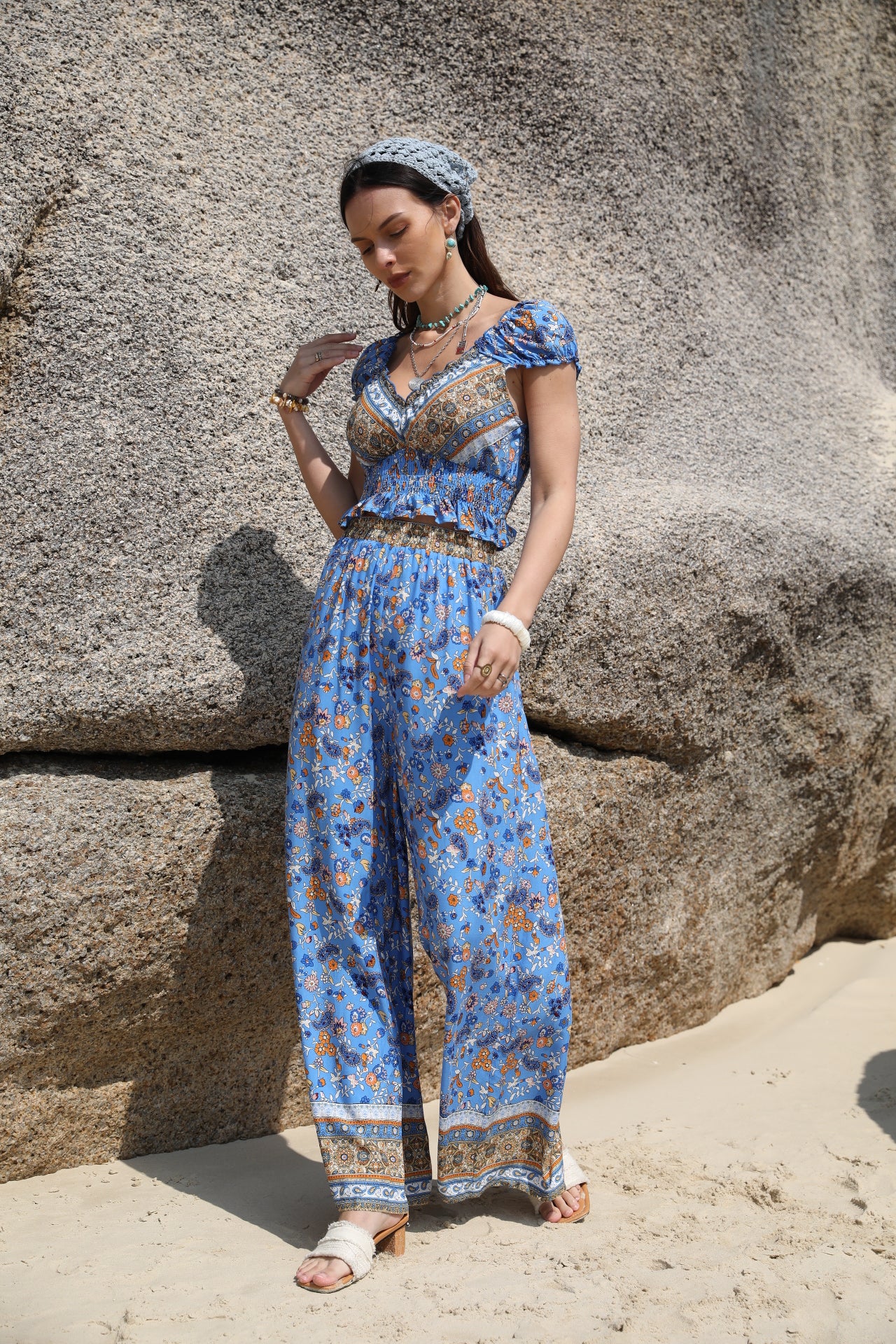 Women Summer Bohemian Color Casual Pant Sets - ALTARIA