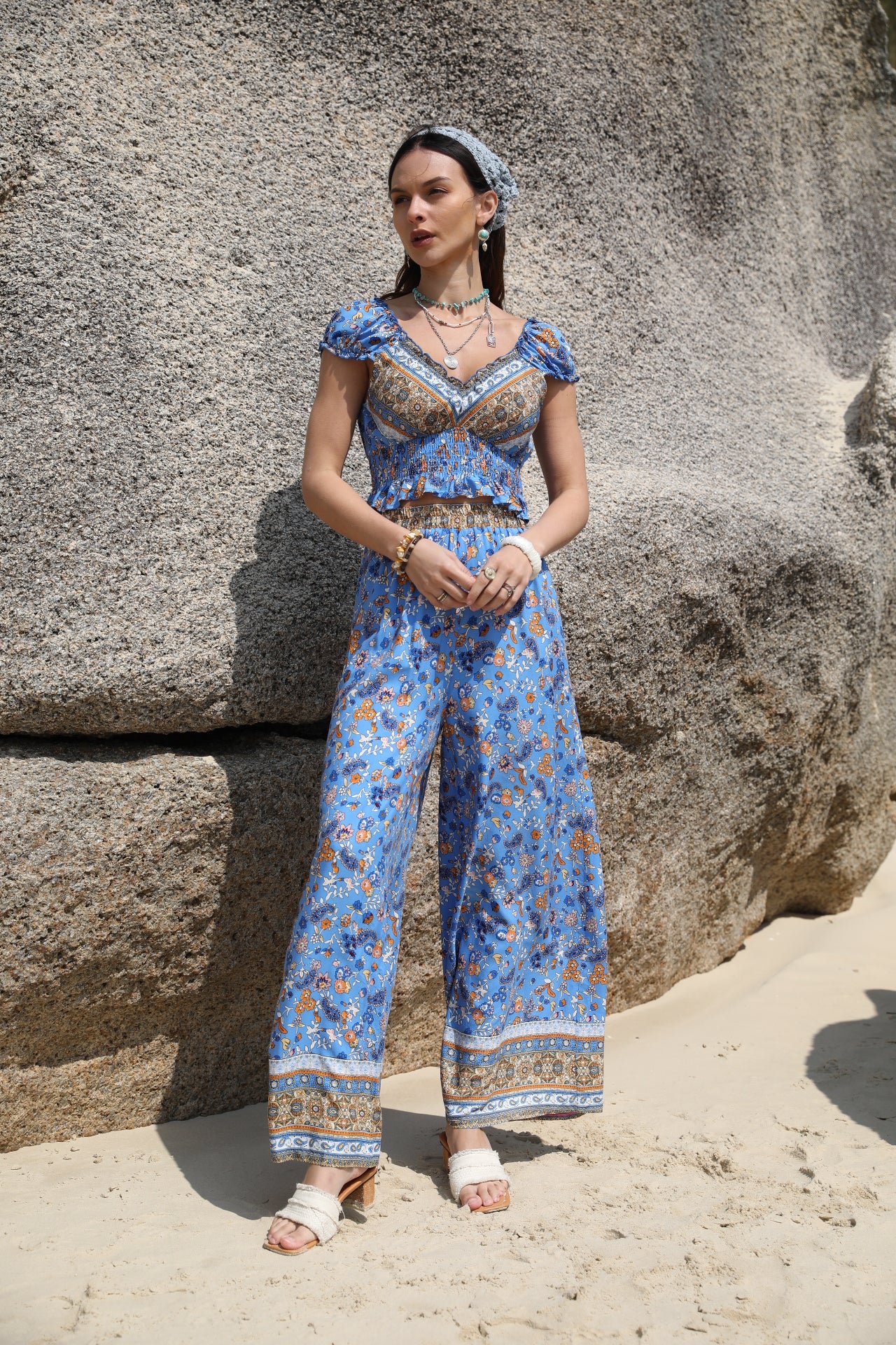 Women Summer Bohemian Color Casual Pant Sets - ALTARIA