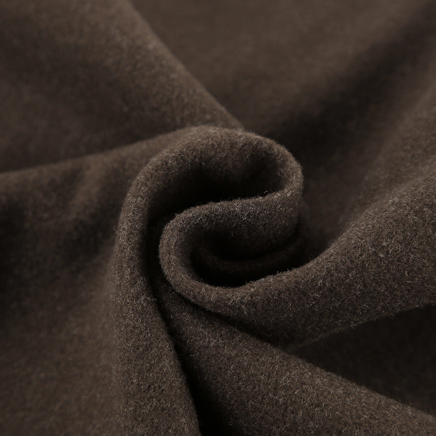 Autumn Winter Polo Collar Long Sleeve Zipper Woolen Coat Loose Casual Women Jacket - ALTARIA