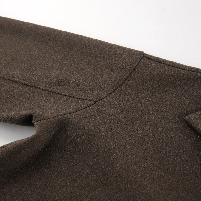 Autumn Winter Polo Collar Long Sleeve Zipper Woolen Coat Loose Casual Women Jacket - ALTARIA