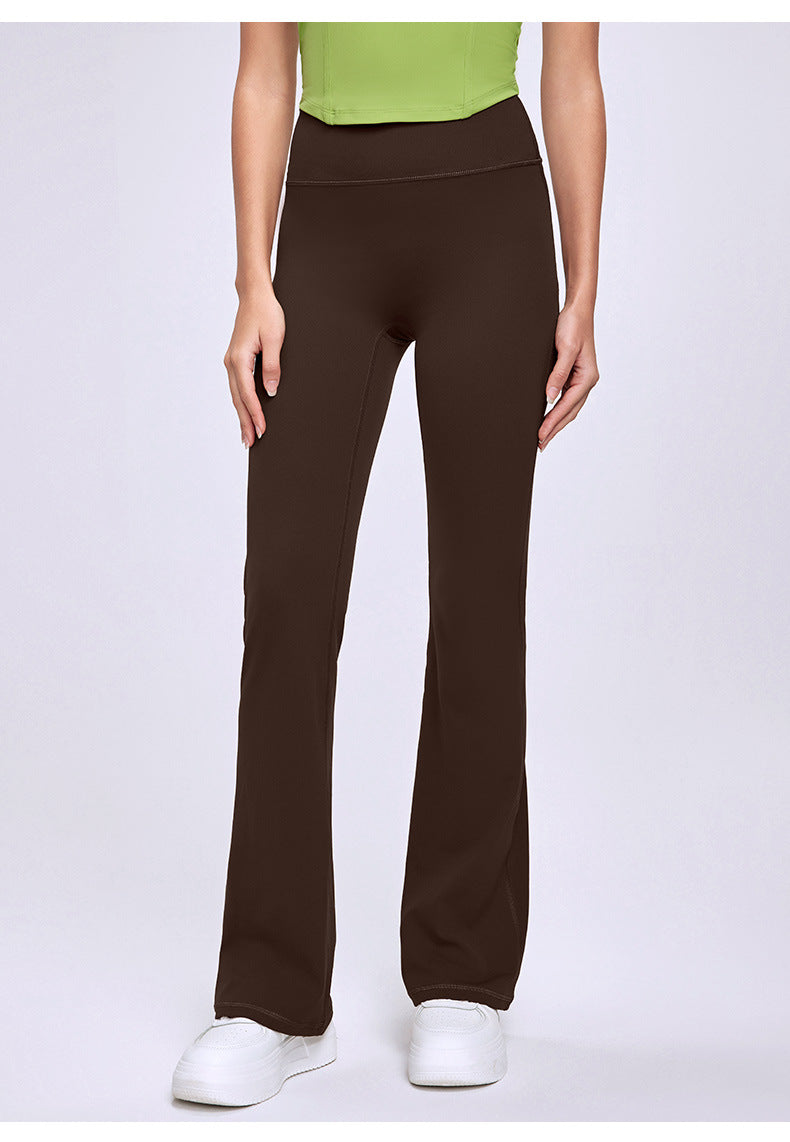 Nude Feel High Waist Micro Pull Yoga Pants Women 7A Antibacterial Slim Slimming Wide Leg Bell Bottom Pants Sports Running Fitness Pants - ALTARIA