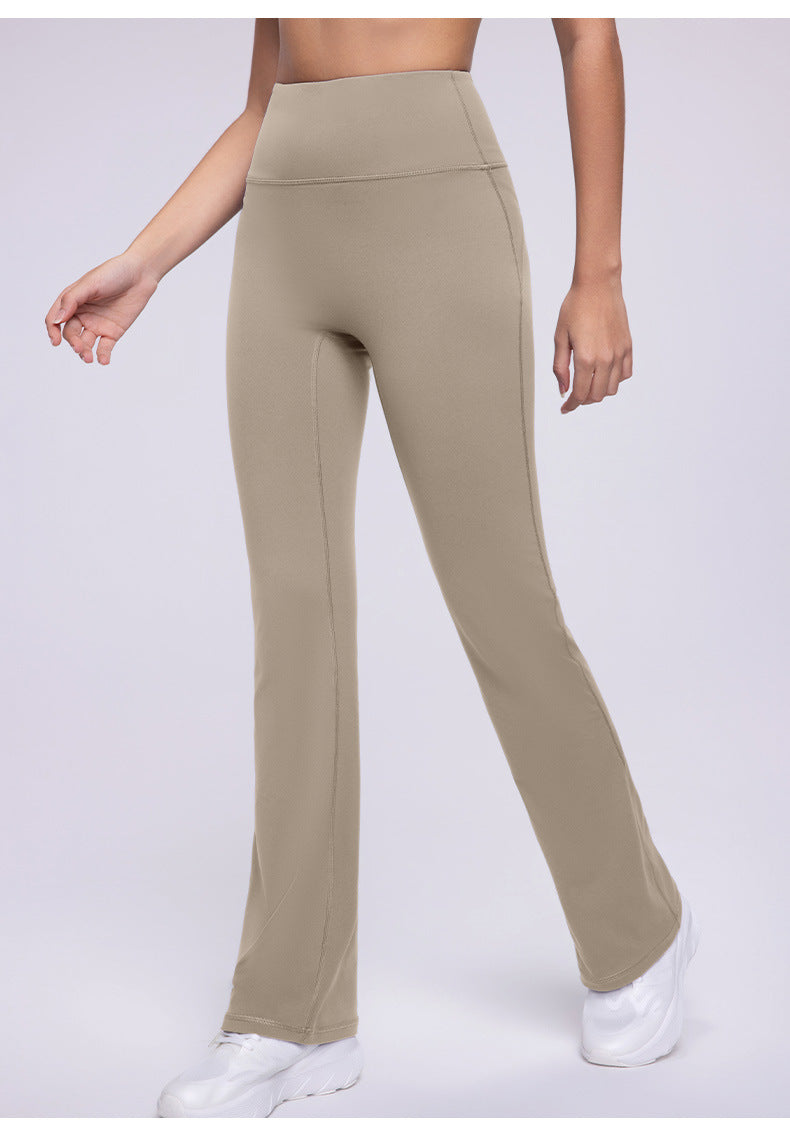 Nude Feel High Waist Micro Pull Yoga Pants Women 7A Antibacterial Slim Slimming Wide Leg Bell Bottom Pants Sports Running Fitness Pants - ALTARIA