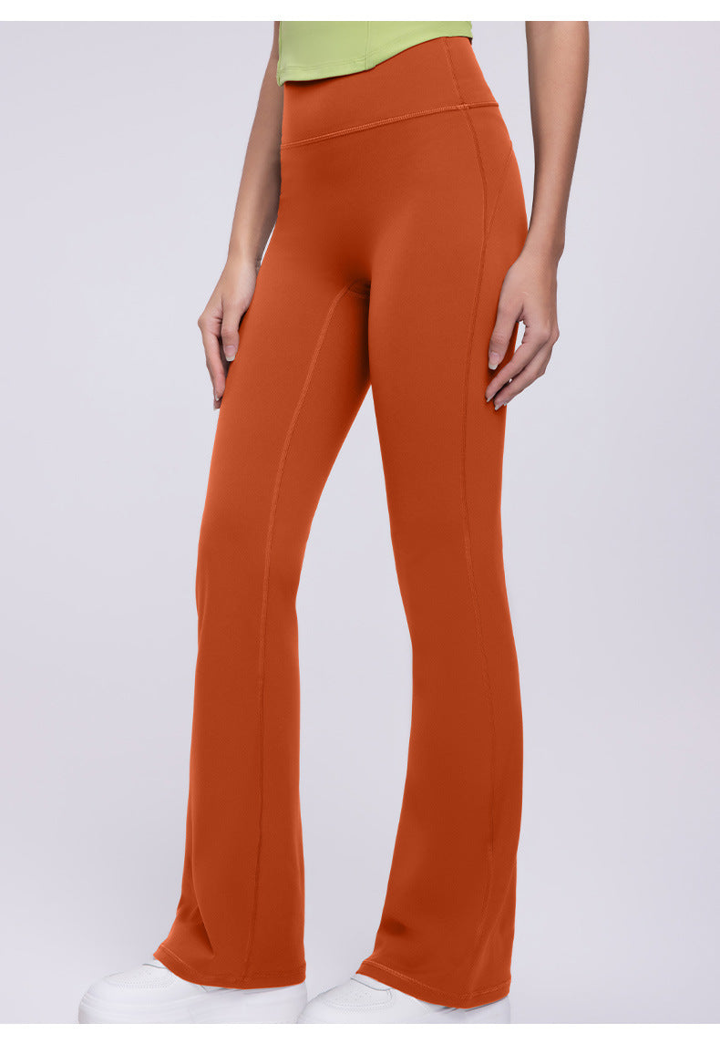 Nude Feel High Waist Micro Pull Yoga Pants Women 7A Antibacterial Slim Slimming Wide Leg Bell Bottom Pants Sports Running Fitness Pants - ALTARIA