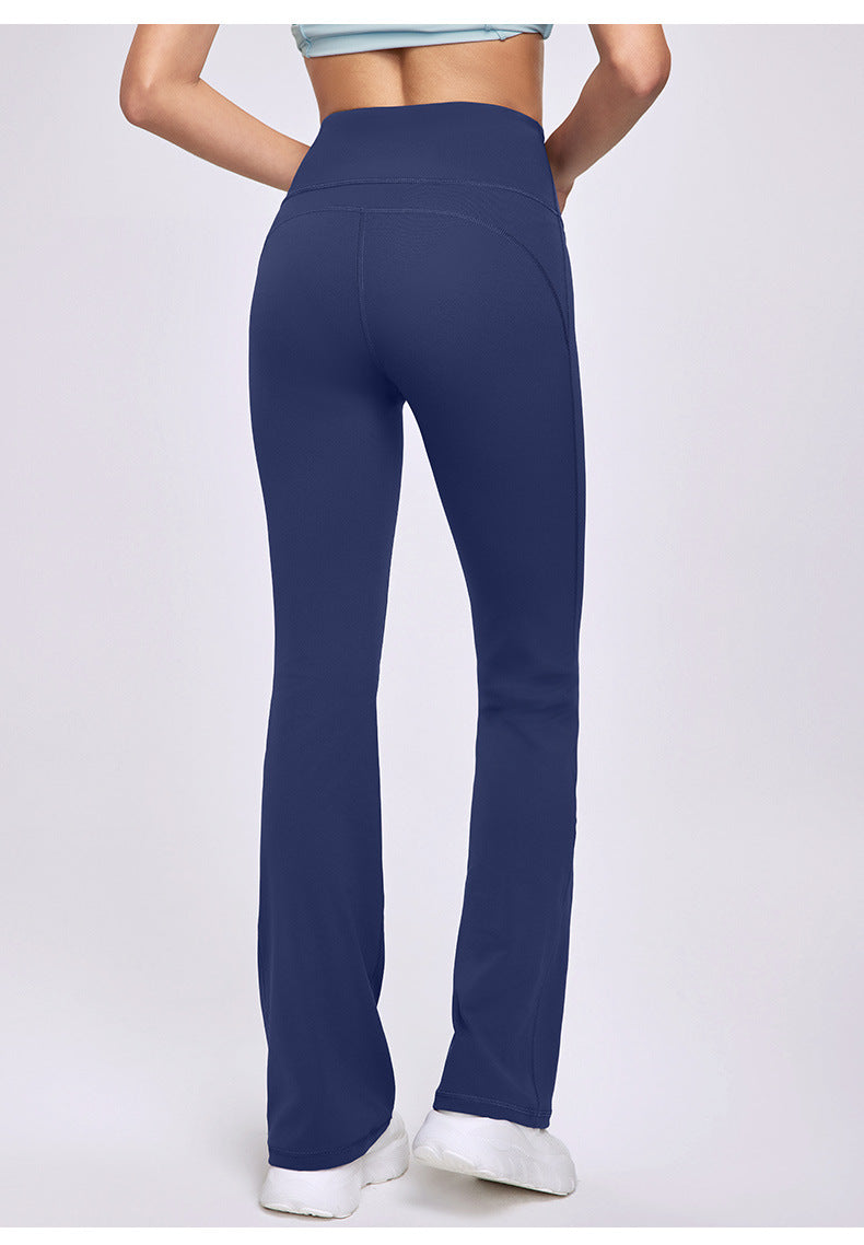 Nude Feel High Waist Micro Pull Yoga Pants Women 7A Antibacterial Slim Slimming Wide Leg Bell Bottom Pants Sports Running Fitness Pants - ALTARIA