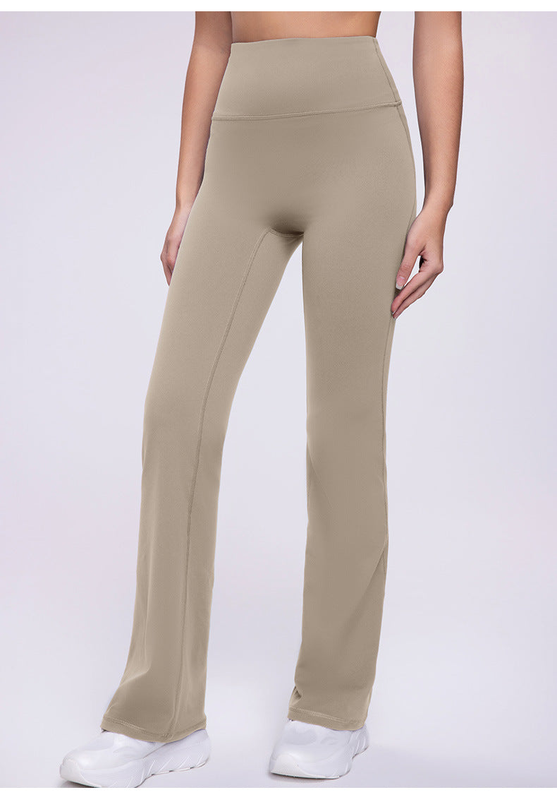 Nude Feel High Waist Micro Pull Yoga Pants Women 7A Antibacterial Slim Slimming Wide Leg Bell Bottom Pants Sports Running Fitness Pants - ALTARIA