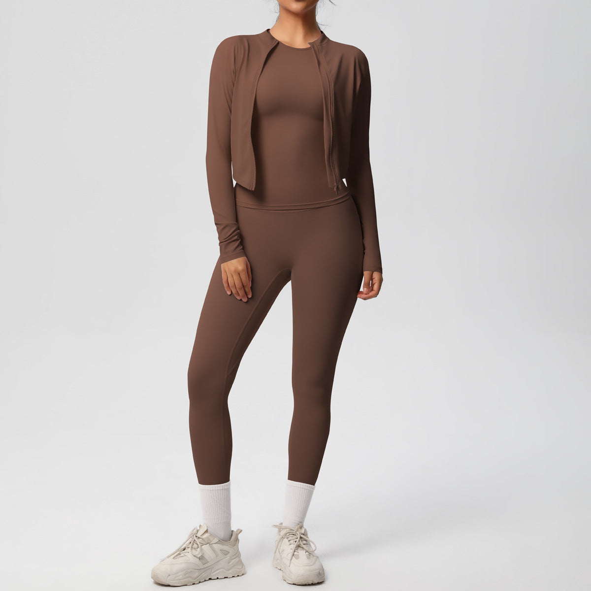 Quick Drying Skin Friendly Slim Fit Long Sleeve Yoga Outdoor Running Thin Fitness Pants Sports Jacket Three Piece Set - ALTARIA