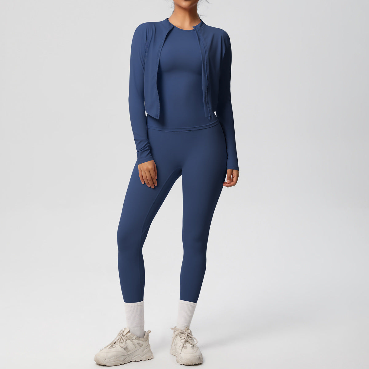 Quick Drying Skin-Friendly Tight Short Sleeve Yoga Suit Outdoor Running Thin Fitness Pants Sports Jacket Three Piece Set - ALTARIA