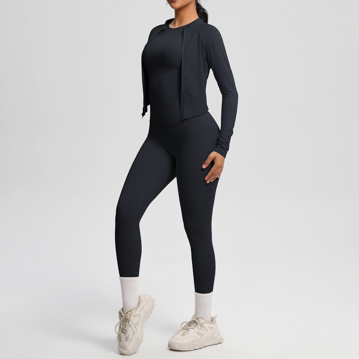 Quick Drying Skin-Friendly Tight Short Sleeve Yoga Suit Outdoor Running Thin Fitness Pants Sports Jacket Three Piece Set - ALTARIA