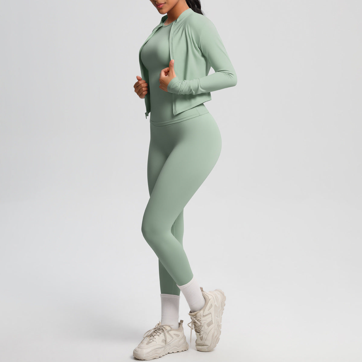 Quick Drying Skin-Friendly Tight Short Sleeve Yoga Suit Outdoor Running Thin Fitness Pants Sports Jacket Three Piece Set - ALTARIA