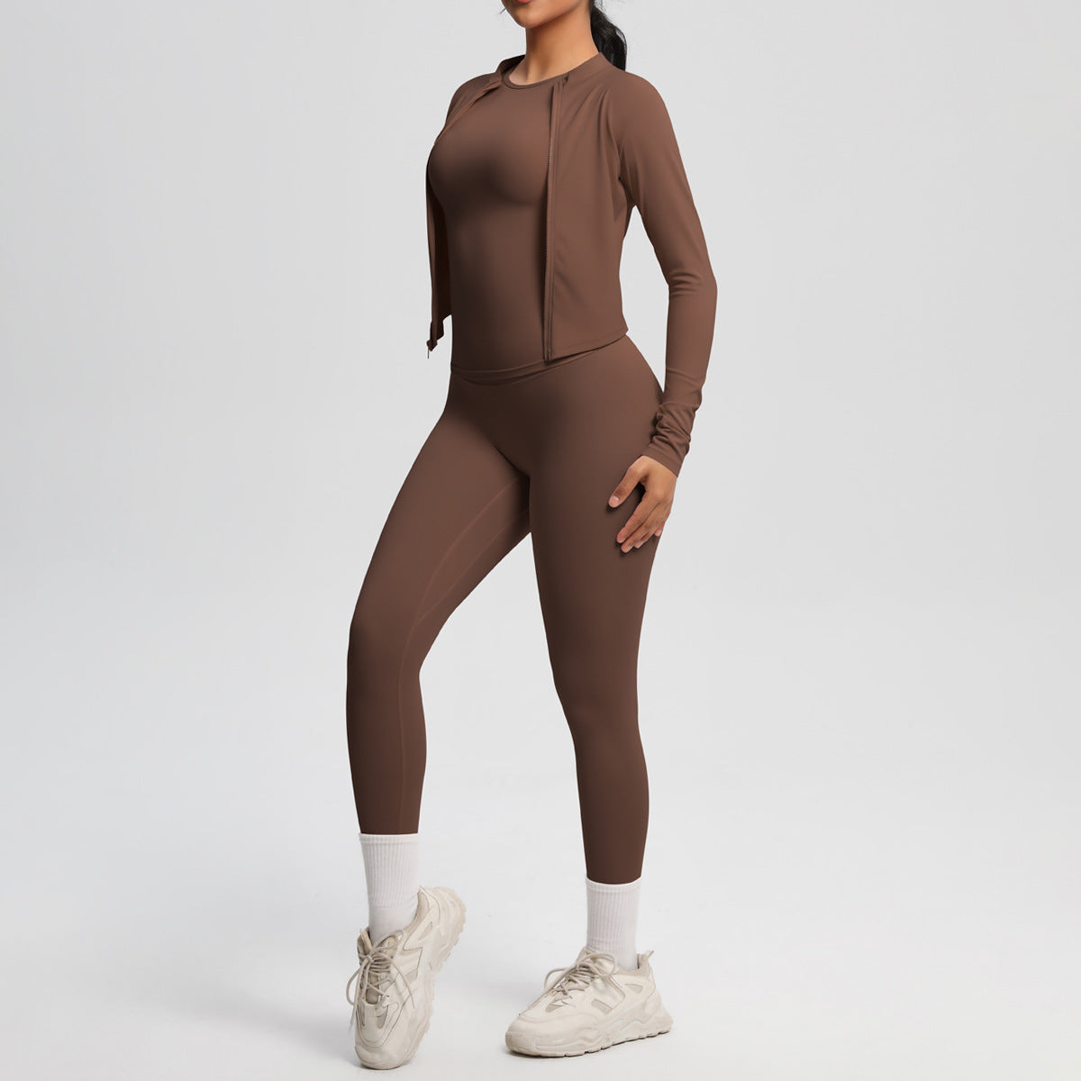 Quick Drying Skin-Friendly Tight Short Sleeve Yoga Suit Outdoor Running Thin Fitness Pants Sports Jacket Three Piece Set - ALTARIA