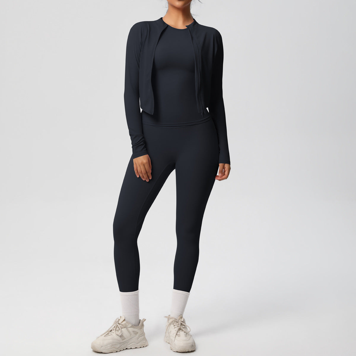 Quick Drying Skin-Friendly Tight Short Sleeve Yoga Suit Outdoor Running Thin Fitness Pants Sports Jacket Three Piece Set - ALTARIA