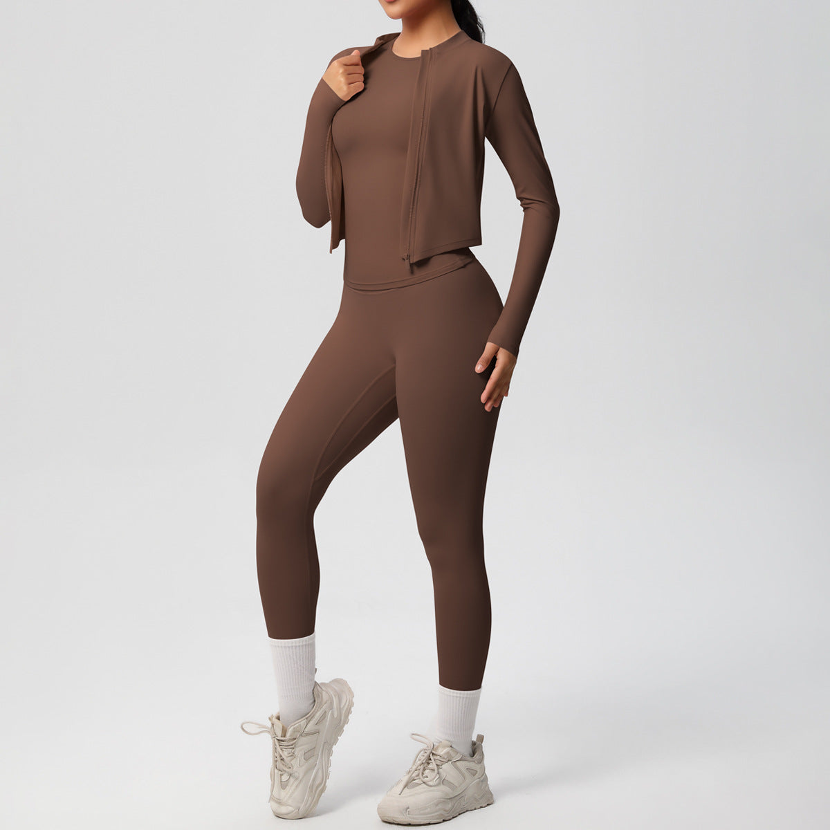 Quick Drying Skin-Friendly Tight Short Sleeve Yoga Suit Outdoor Running Thin Fitness Pants Sports Jacket Three Piece Set - ALTARIA