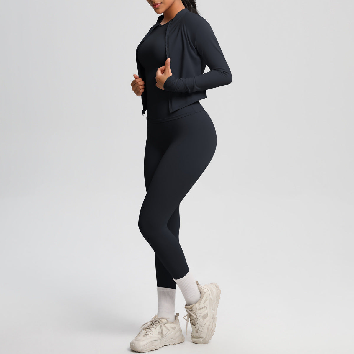 Quick Drying Skin-Friendly Tight Short Sleeve Yoga Suit Outdoor Running Thin Fitness Pants Sports Jacket Three Piece Set - ALTARIA