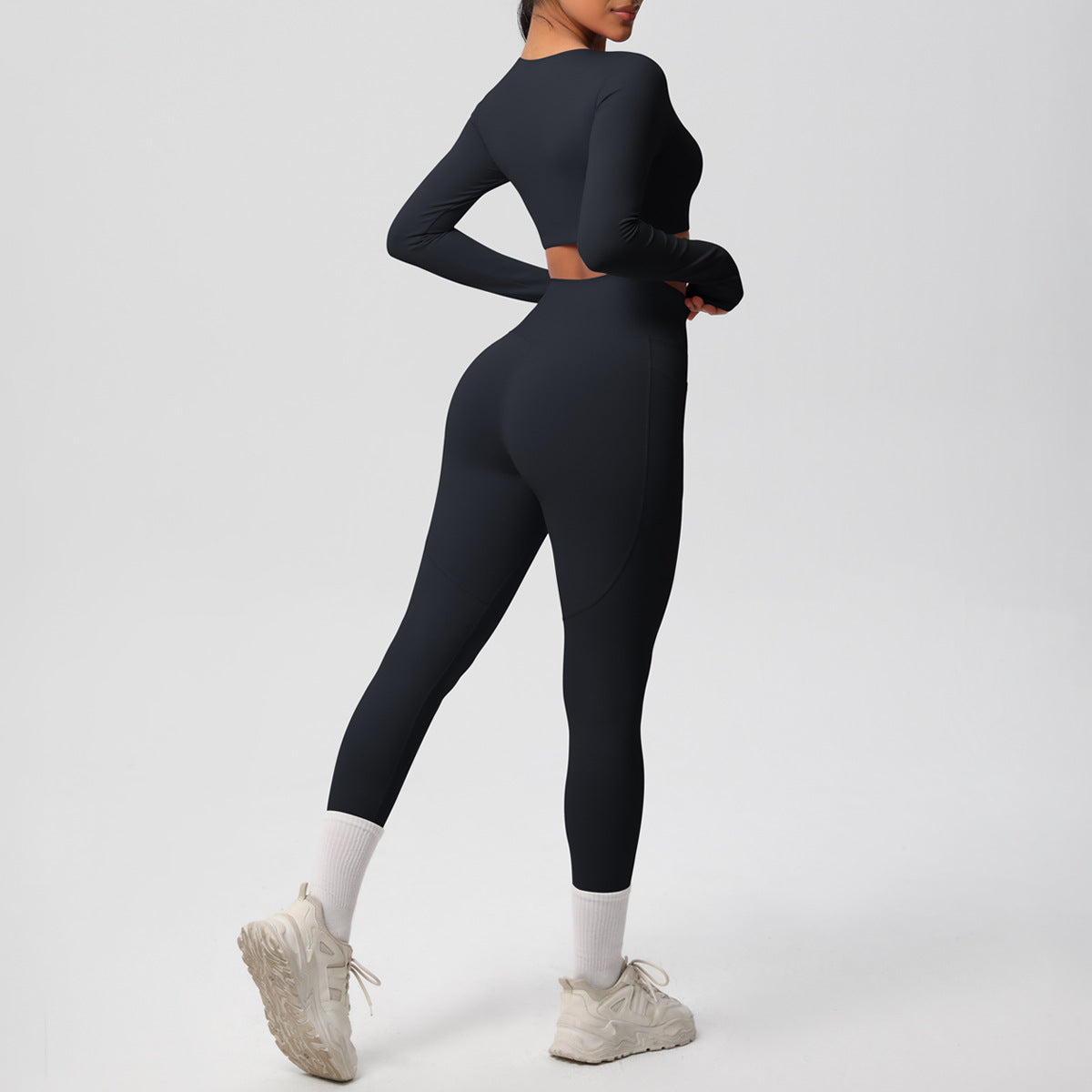Solid Color Double Sided Brushed Breathable High Elastic Tight Yoga Clothes Suit Sports Running Fitness Two Piece Set - ALTARIA