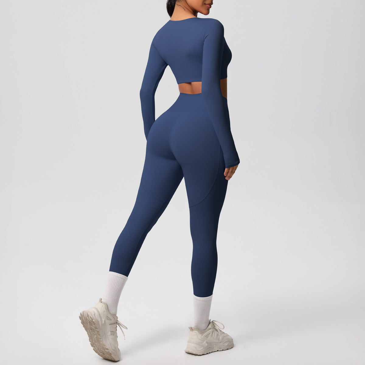 Solid Color Double Sided Brushed Breathable High Elastic Tight Yoga Clothes Suit Sports Running Fitness Two Piece Set - ALTARIA