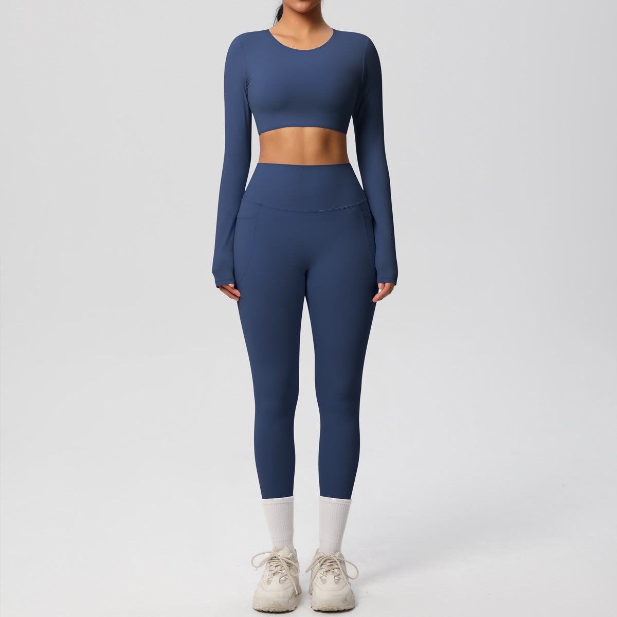 Solid Color Double Sided Brushed Breathable High Elastic Tight Yoga Clothes Suit Sports Running Fitness Two Piece Set - ALTARIA