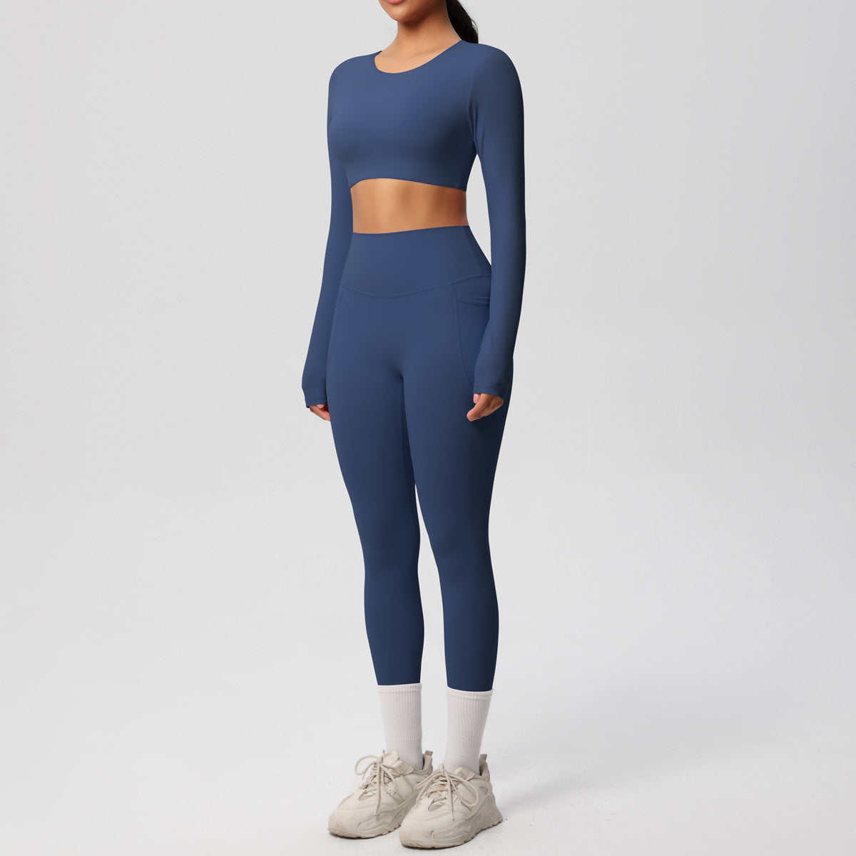 Solid Color Double Sided Brushed Breathable High Elastic Tight Yoga Clothes Suit Sports Running Fitness Two Piece Set - ALTARIA