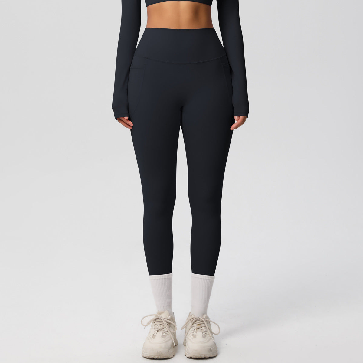 Solid Color Double Sided Sanding Tight High Waist High Elastic Breathability Yoga Pants Sports Running Fitness Yoga Wear - ALTARIA