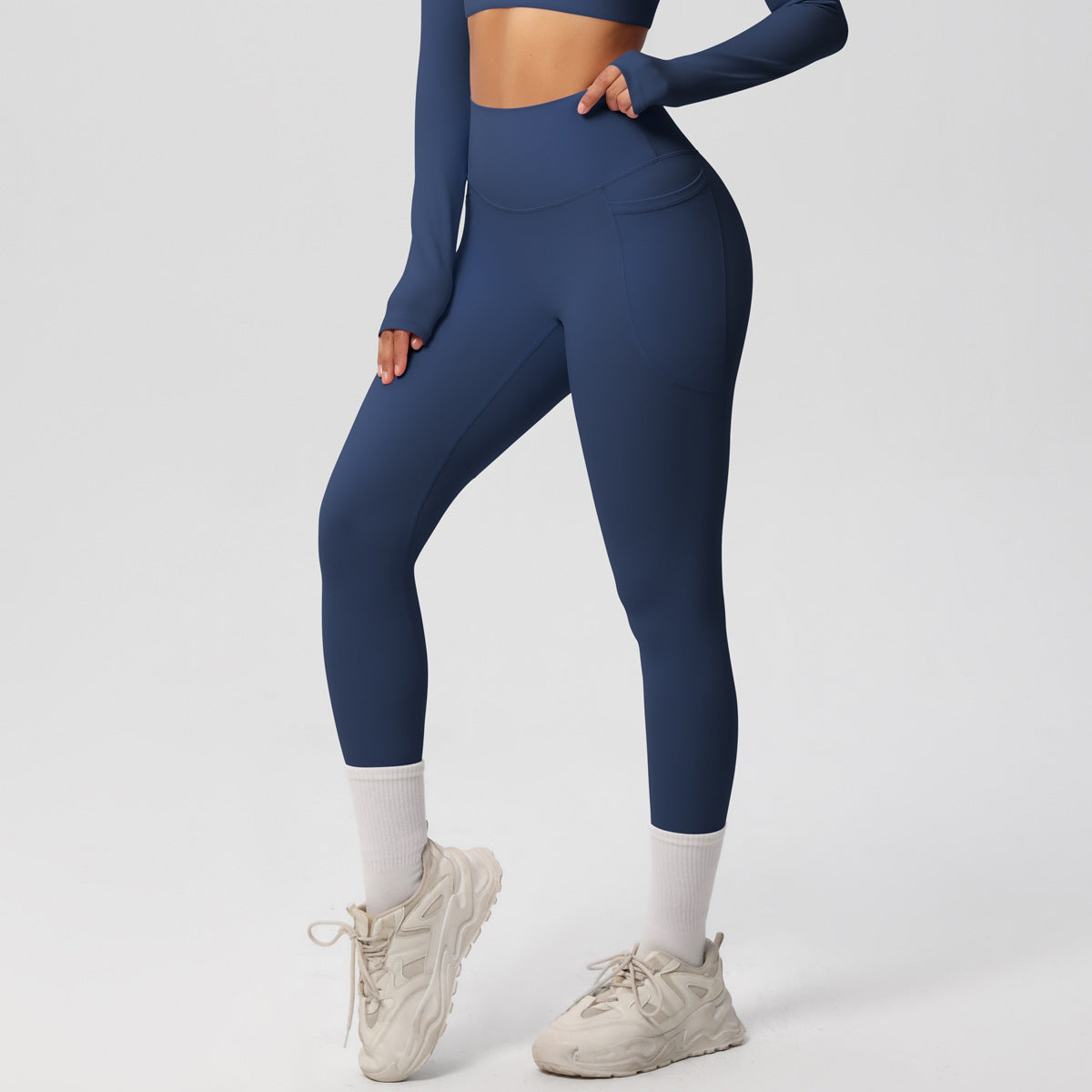 Solid Color Double Sided Sanding Tight High Waist High Elastic Breathability Yoga Pants Sports Running Fitness Yoga Wear - ALTARIA