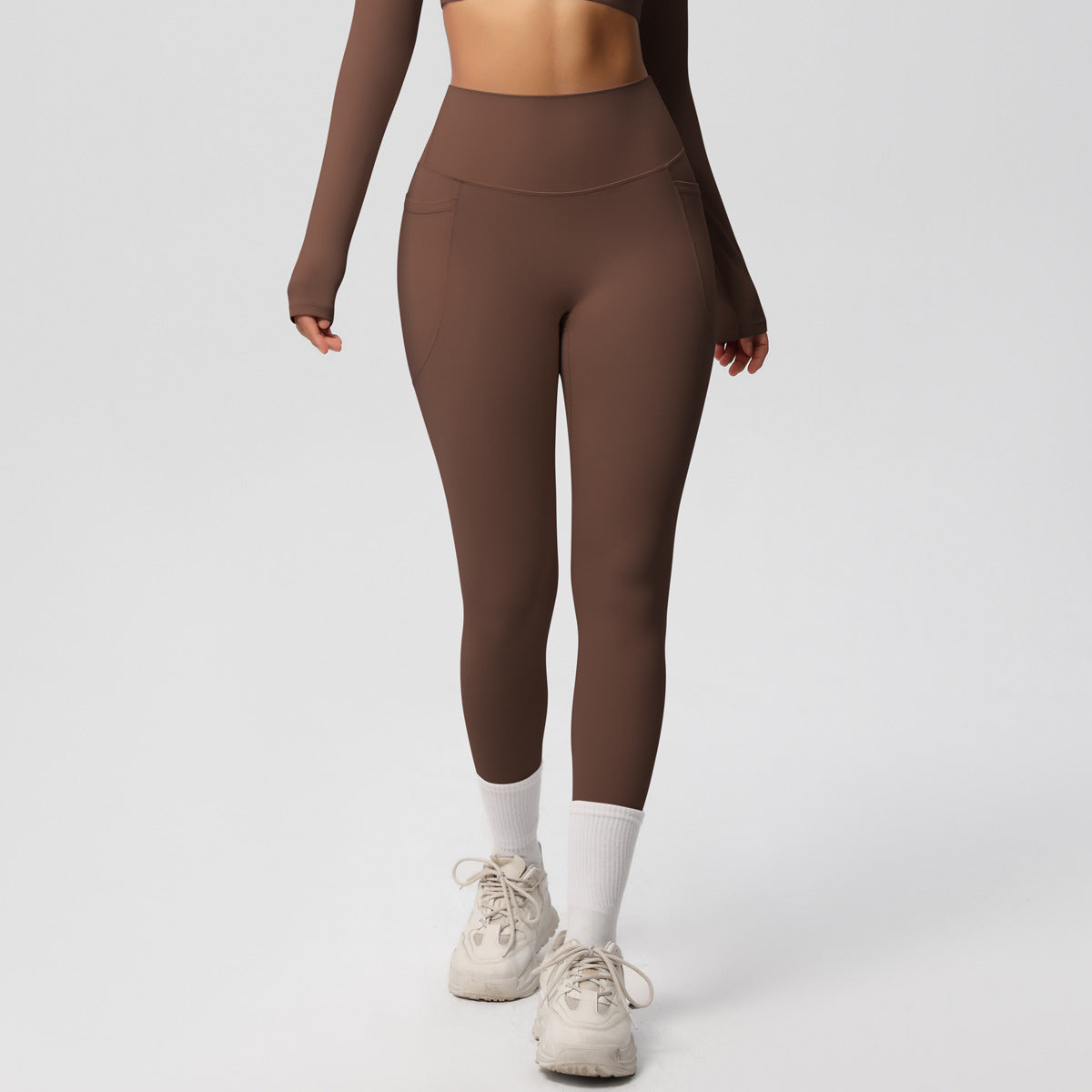 Solid Color Double Sided Sanding Tight High Waist High Elastic Breathability Yoga Pants Sports Running Fitness Yoga Wear - ALTARIA