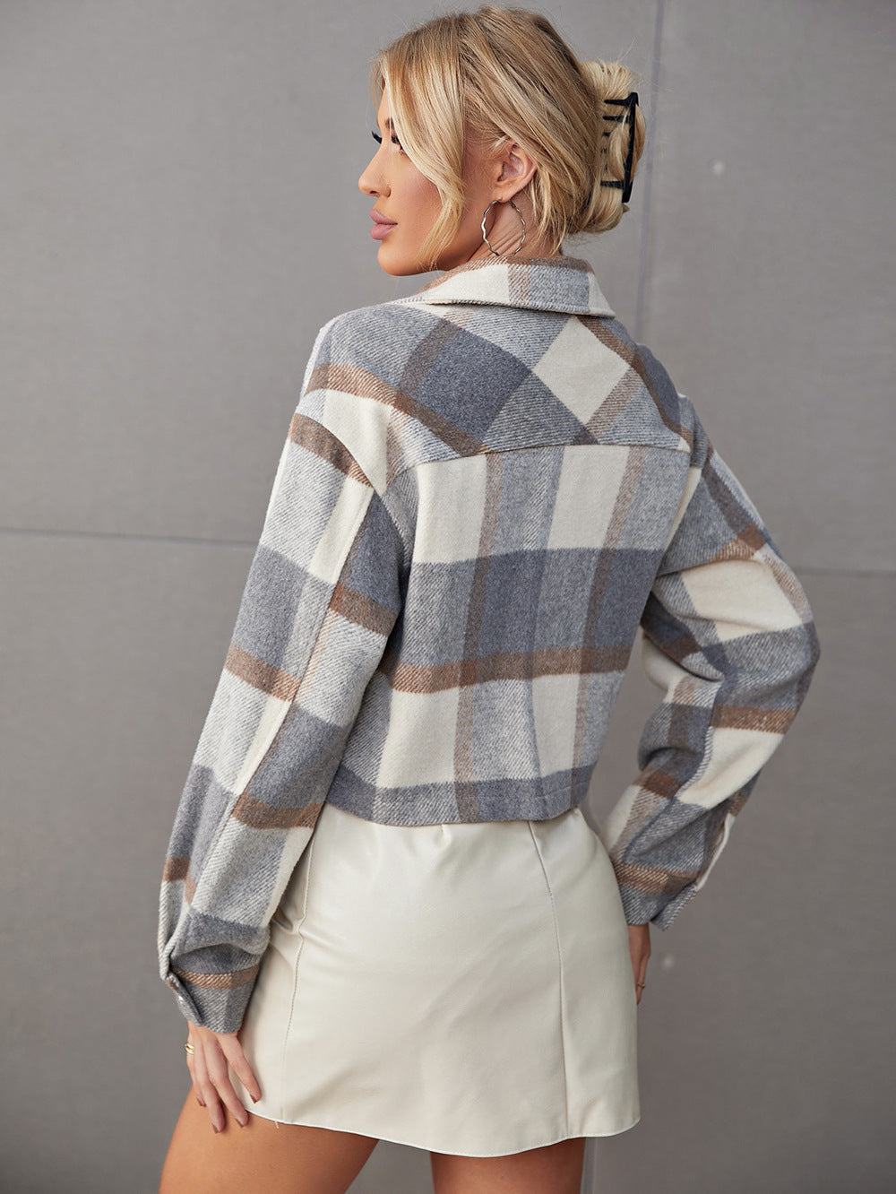 Fall Winter Lapels Single Breasted Shacket Office Women Clothing Woolen Short Coat - ALTARIA