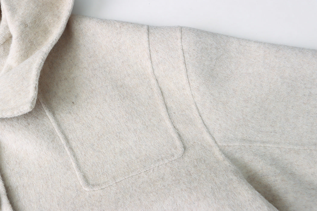French Light Mid Ancient Design Cape Hooded Double Faced Woolen Goods Wool Overcoat Small Coat - ALTARIA